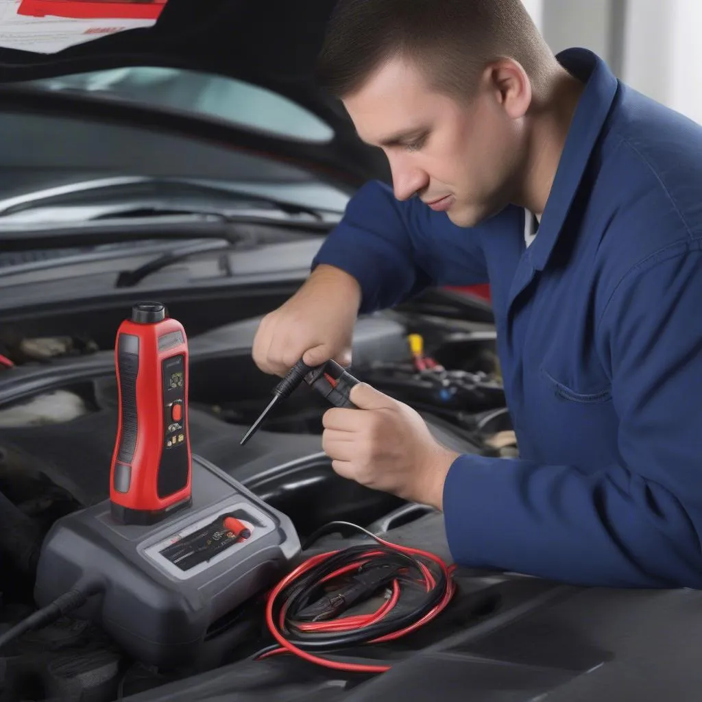 Mechanic Using Autel Power Probe