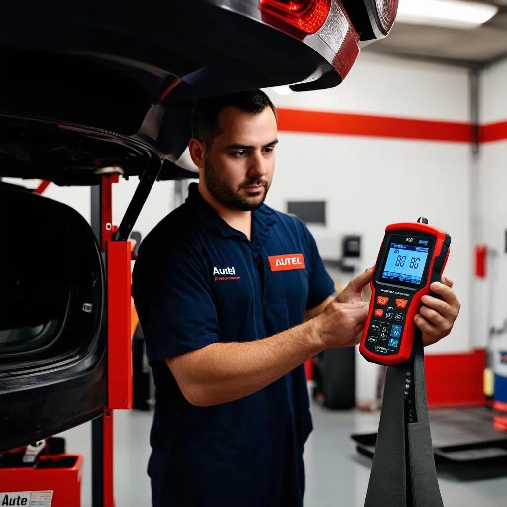 Mechanic Using Autel Scanner