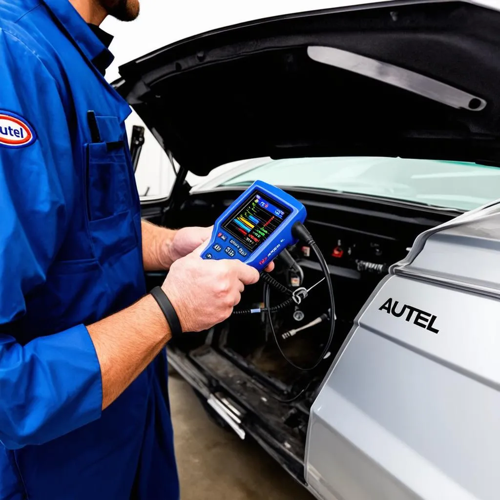 Mechanic Using Autel Scanner