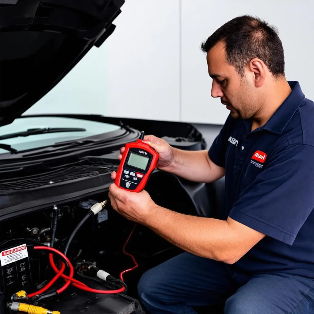 Mechanic Using Autel Tester