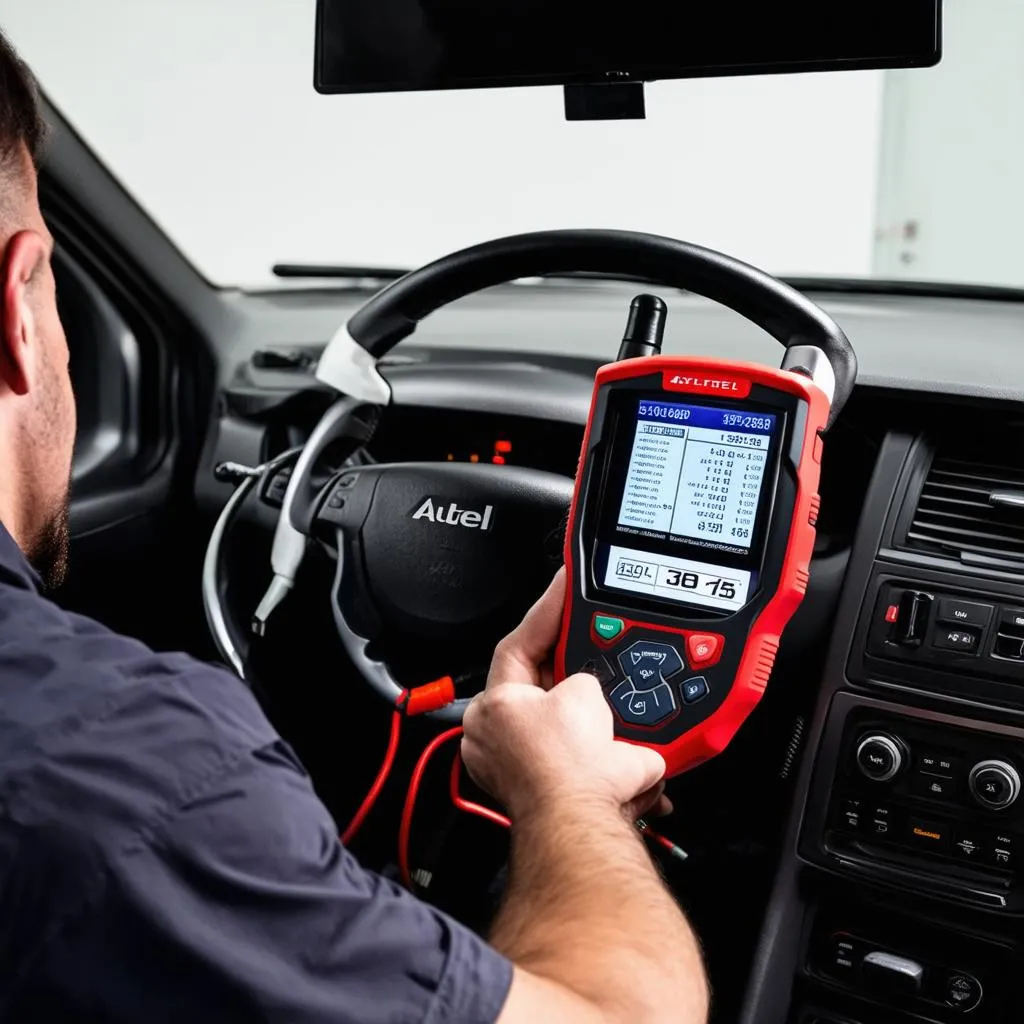 Mechanic Analyzing Car Diagnostics