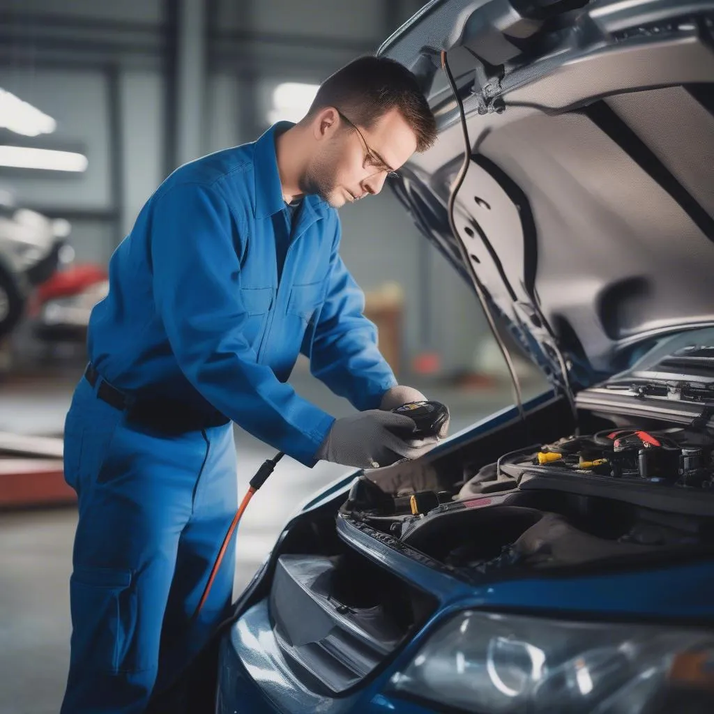 Mechanic Using Code Reader