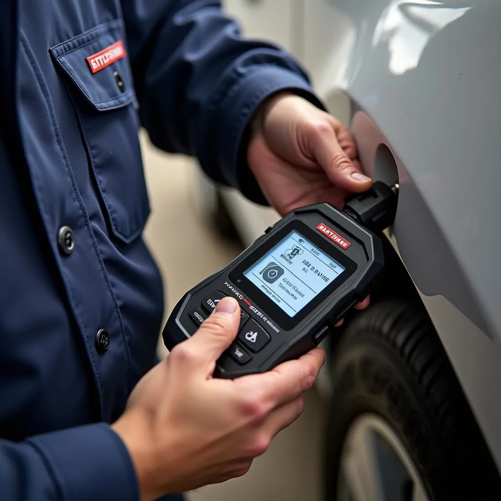 Mechanic Using Craftsman Scan Tool on Car