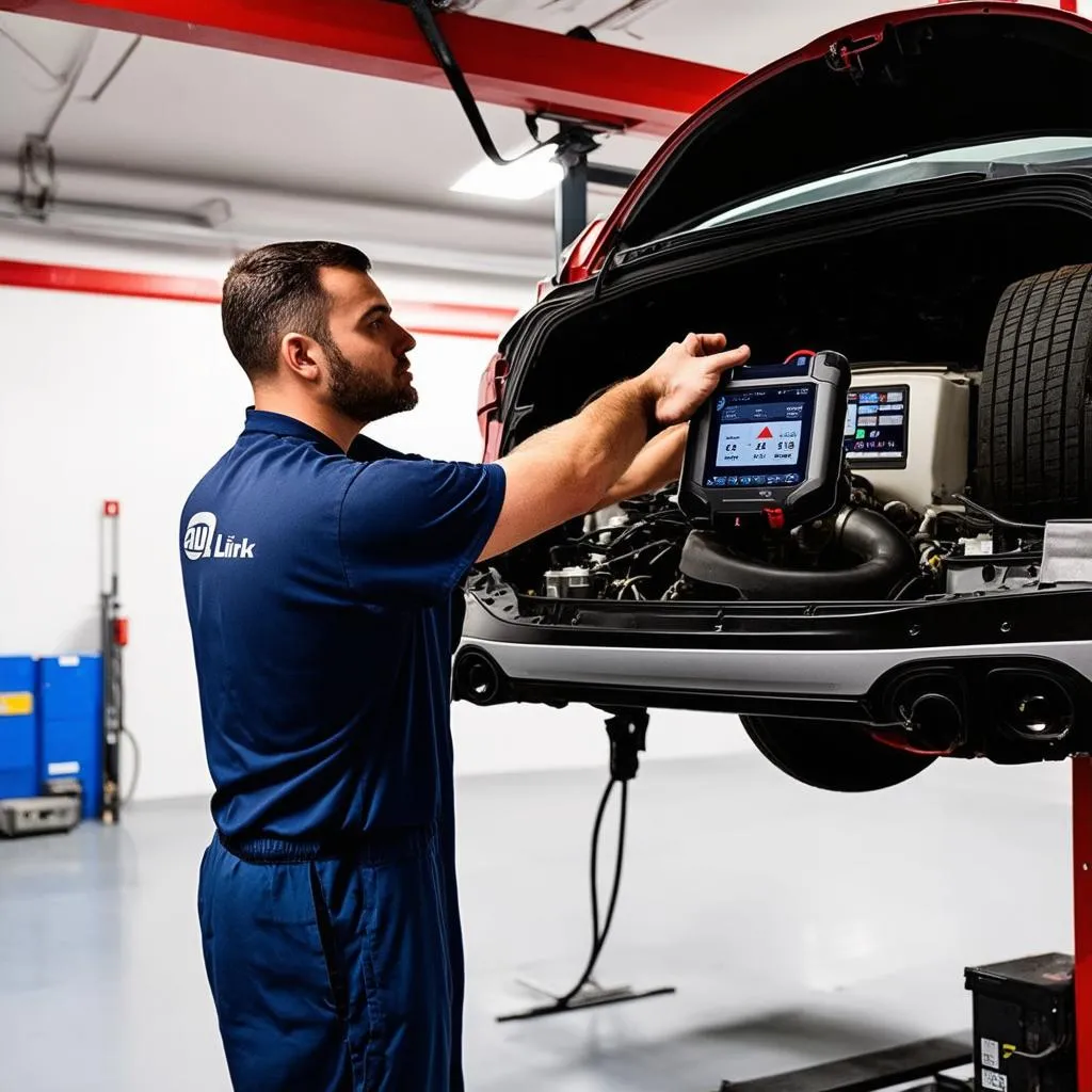 Mechanic Using Diagnostic Scanner