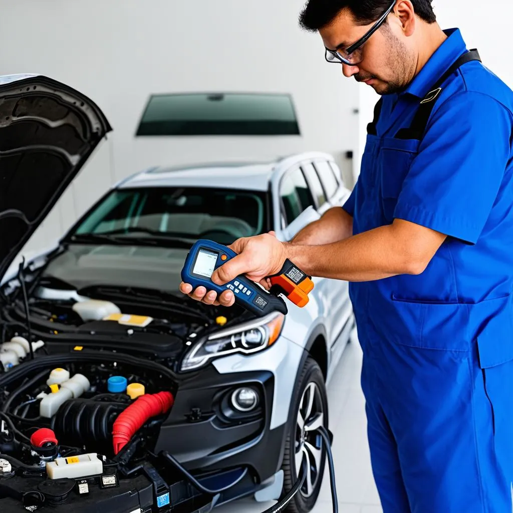 Mechanic Using Diagnostic Tool