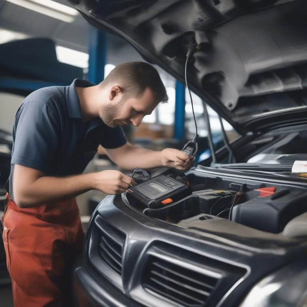 Mechanic Using Diagnostic Tool