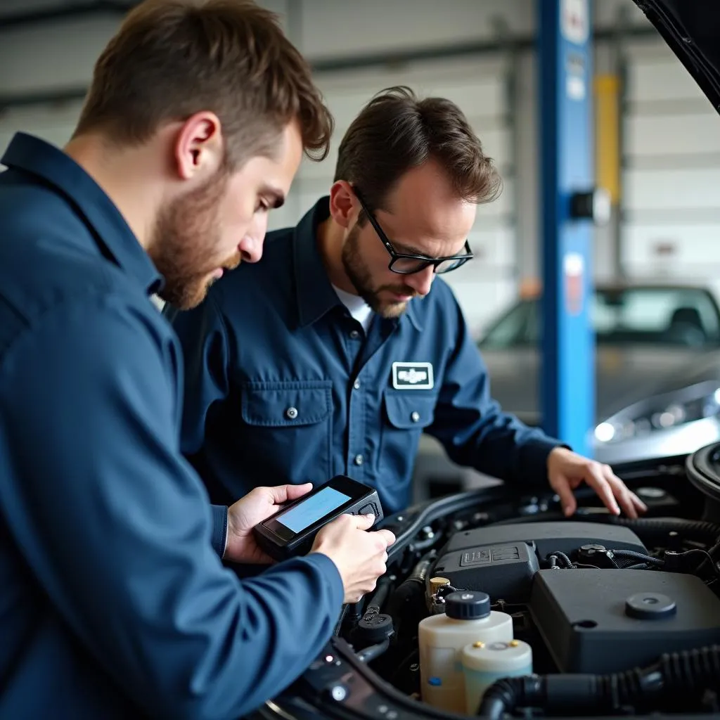 Mechanic Performing Car Diagnostics