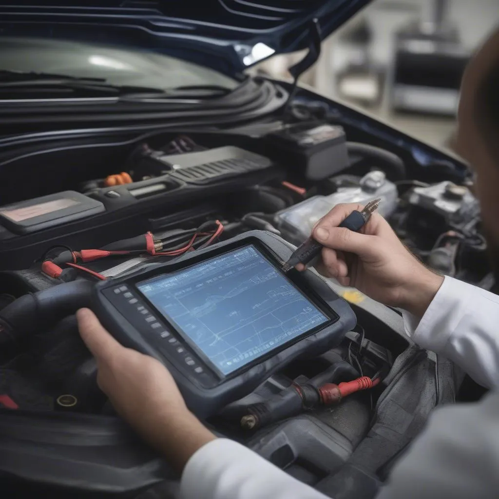 Mechanic Using Diagnostic Tool