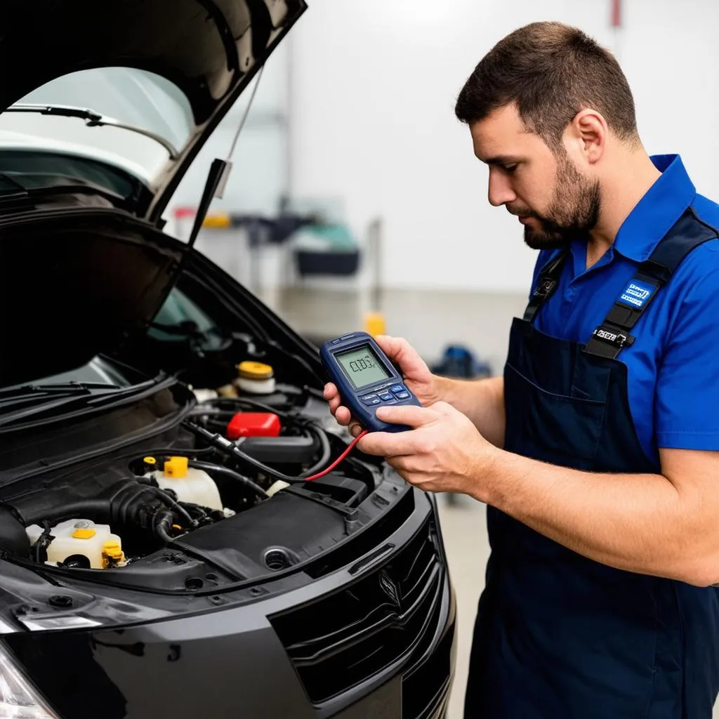 Mechanic Using EOBD Scanner