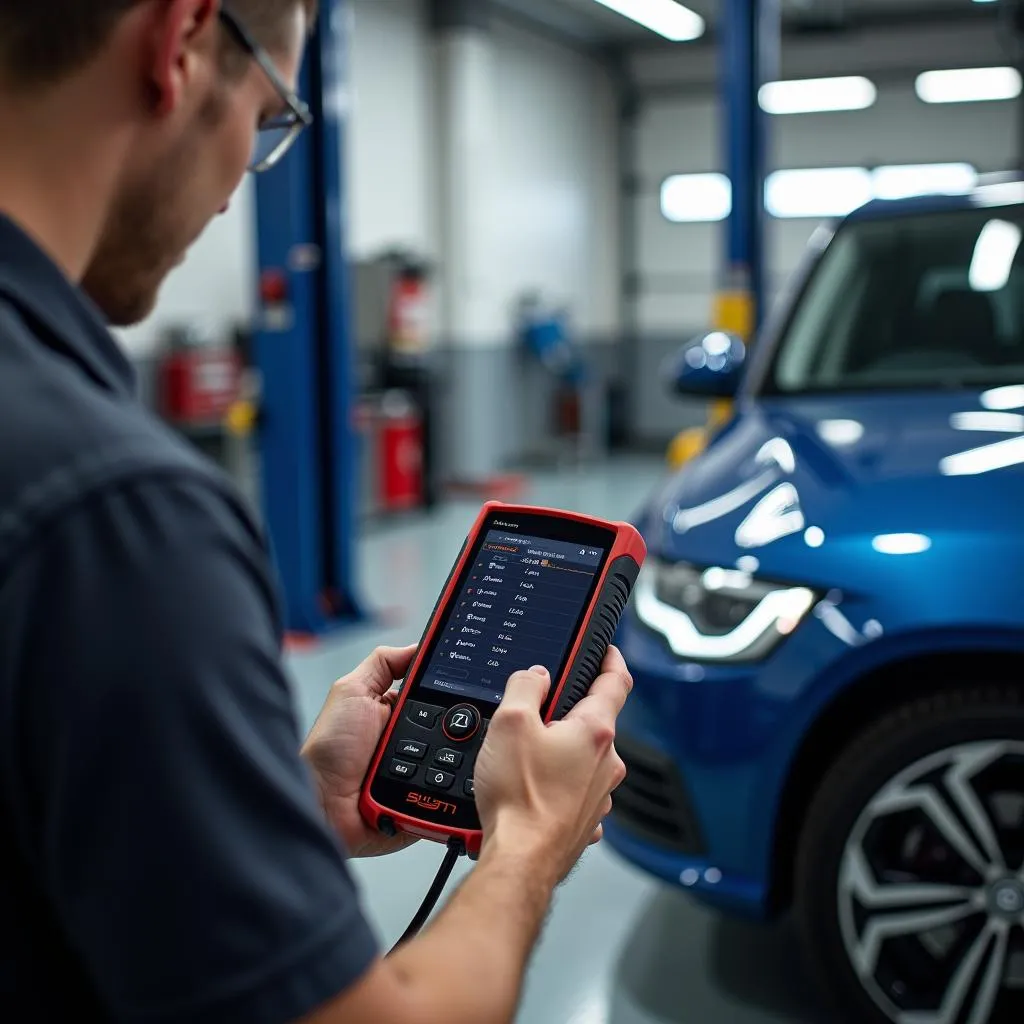 Mechanic Using G-Scan 2 on Car