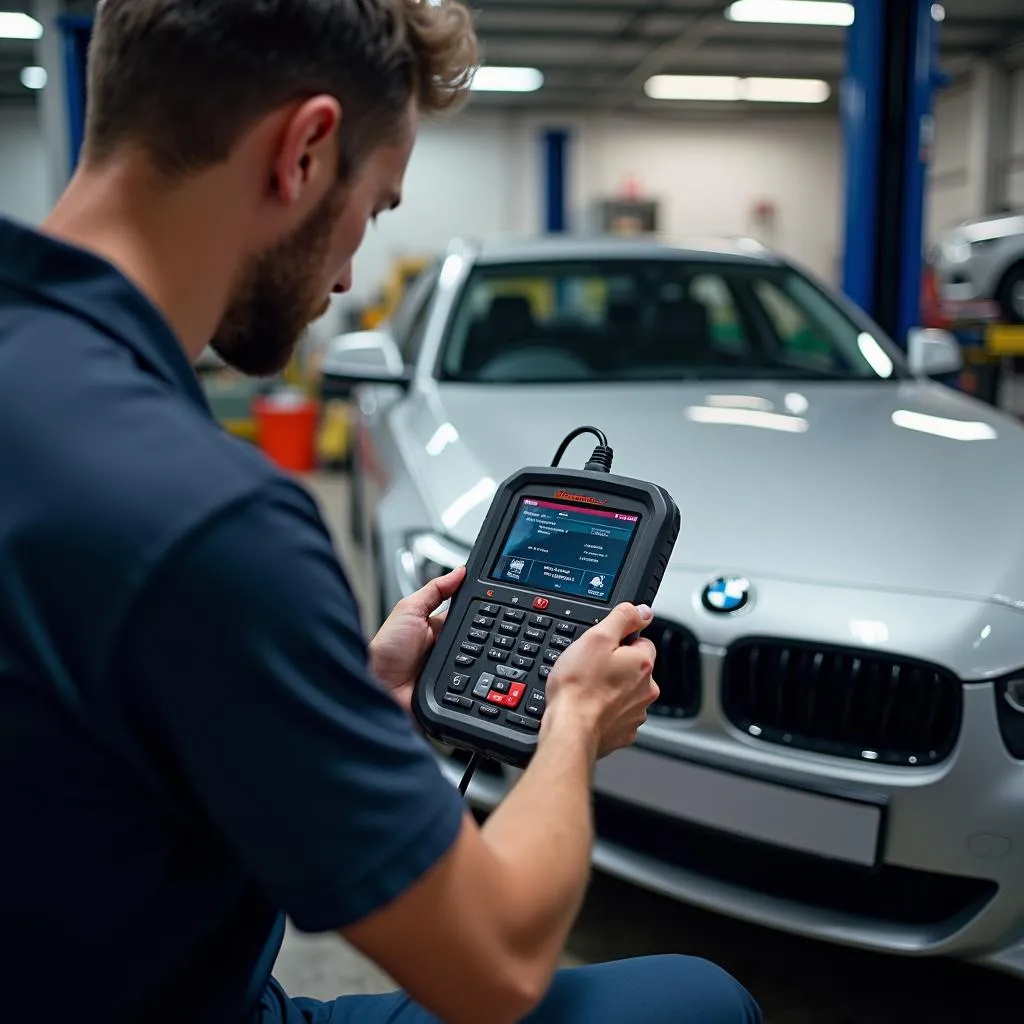 Mechanic Using Genisys OTC SPX 2.0 on BMW