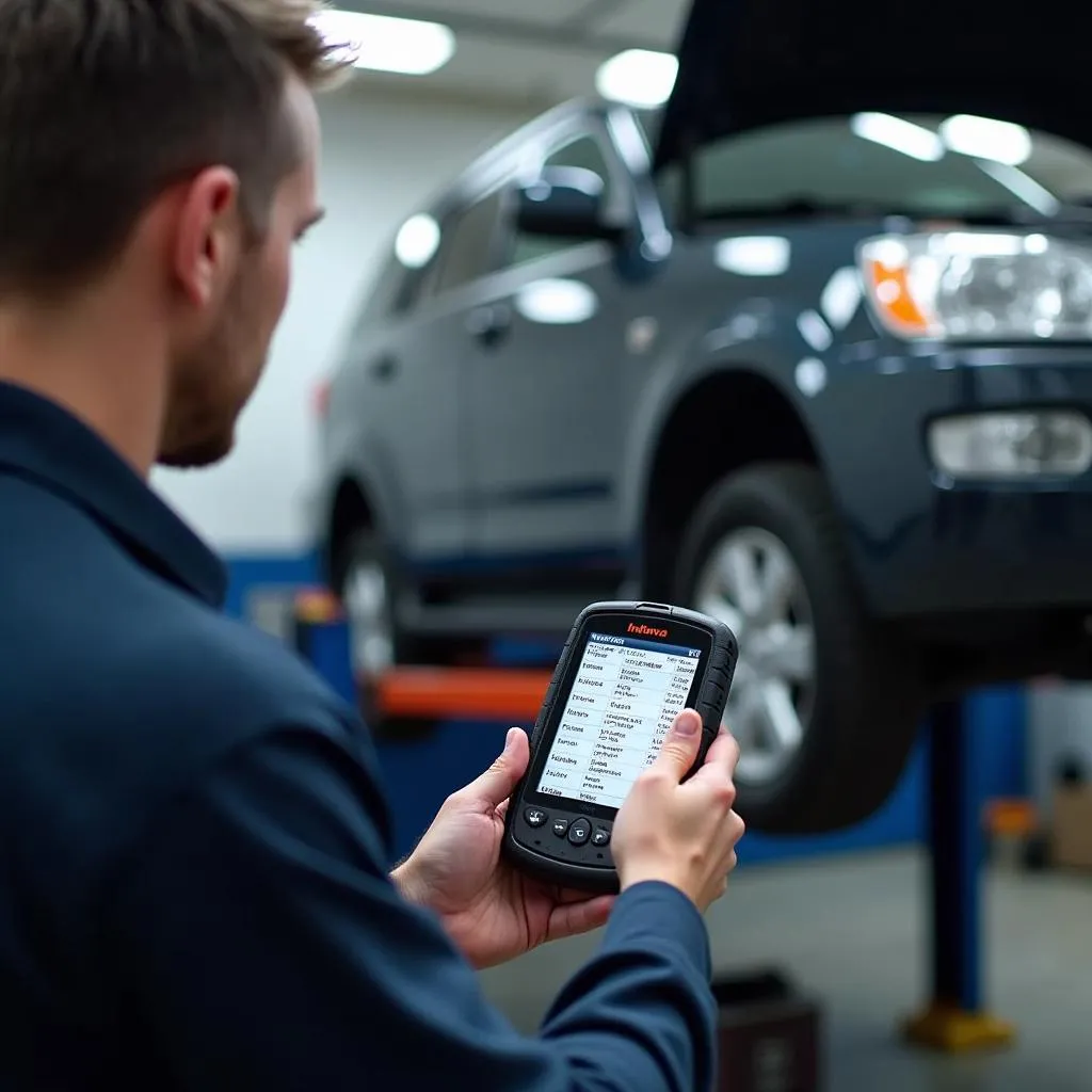 Mechanic Using Innova 3040e to Diagnose Car Problem