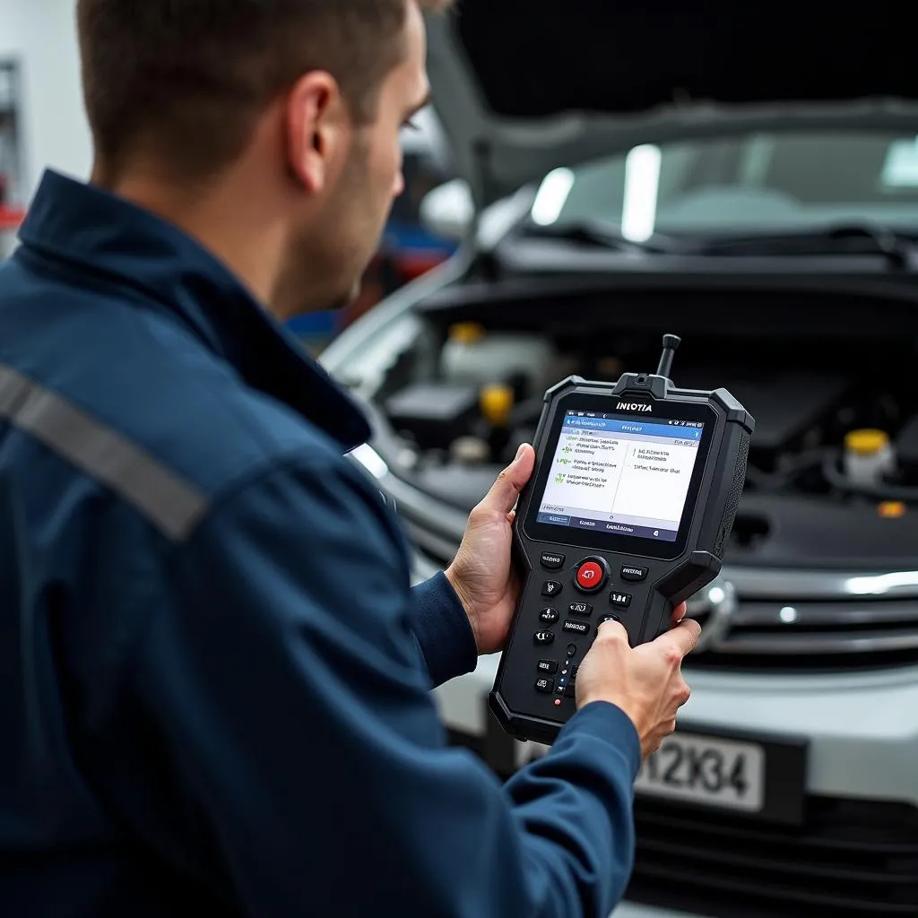 Mechanic using Innova 3100j to diagnose a Toyota Innova engine issue