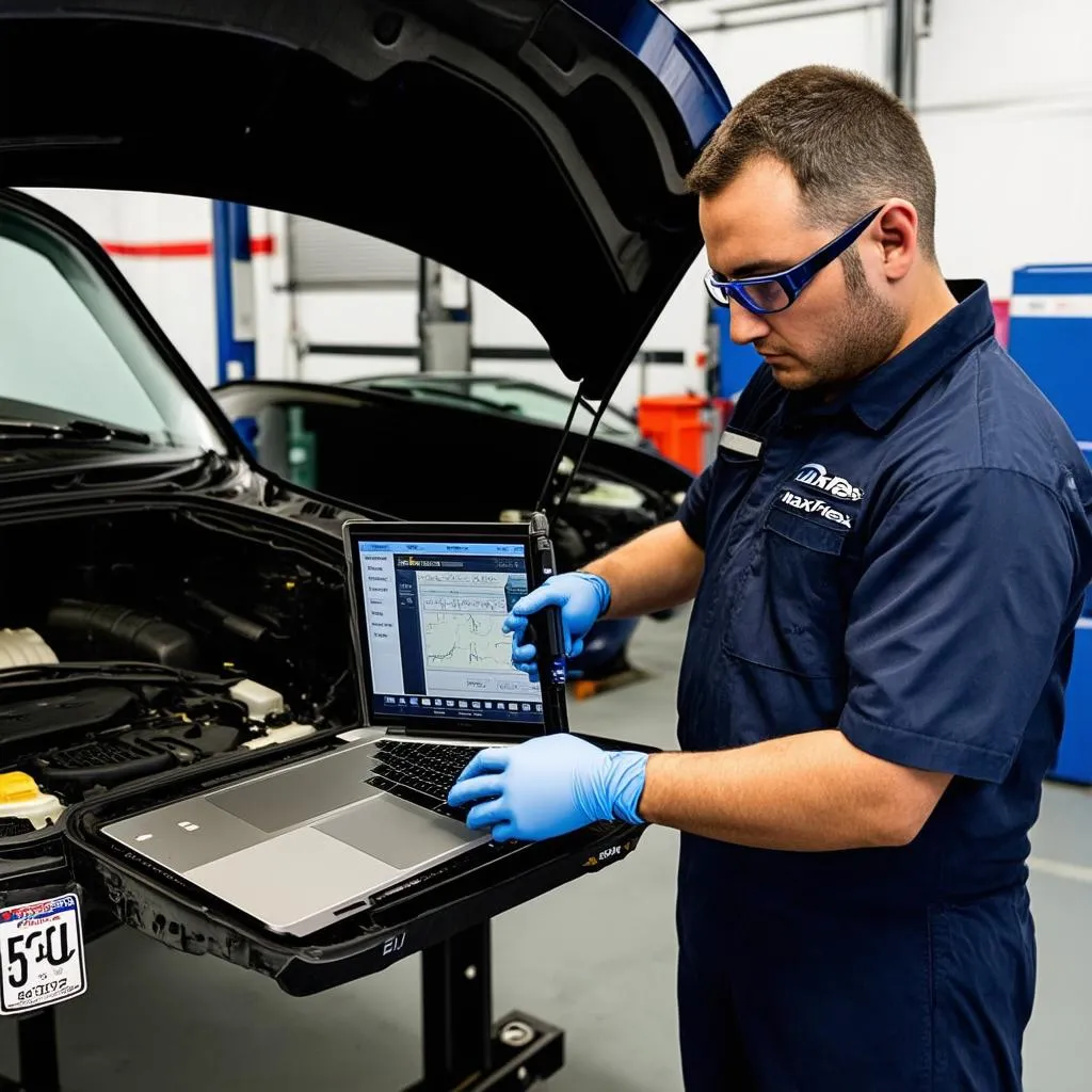 Mechanic Using MaxFlex for ECU Coding