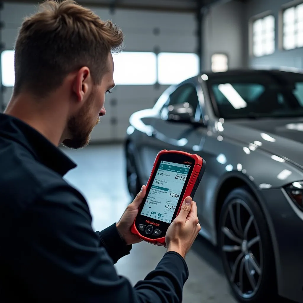 Mechanic using Maximus 2.0 on a European Car