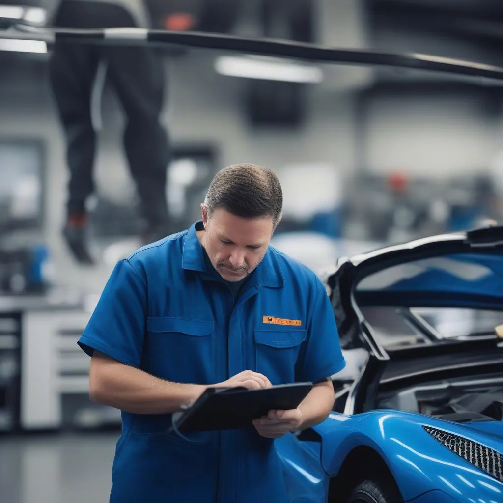 Mechanic Analyzing Data on McLaren Scan Tool