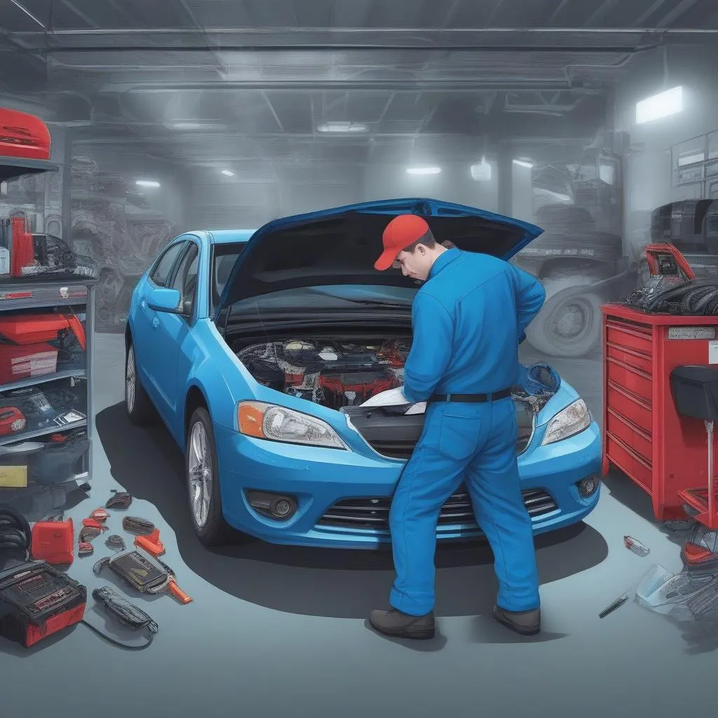 Mechanic Using OBD1 Reader