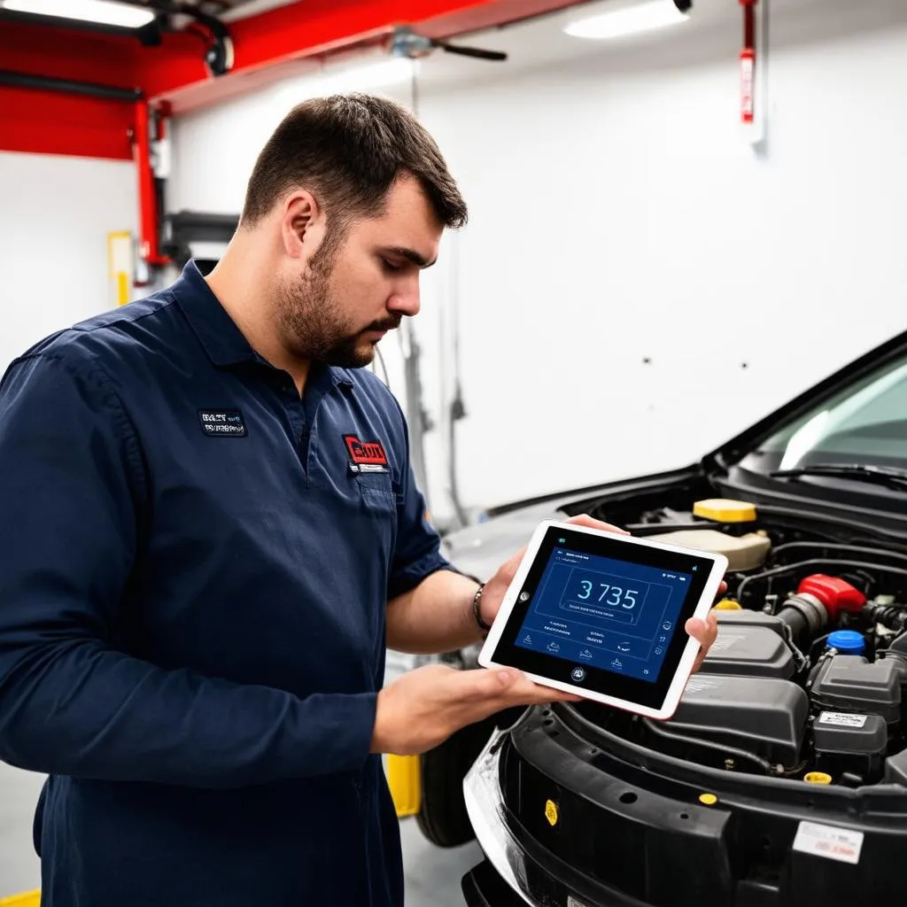 Mechanic Using OBD2 App