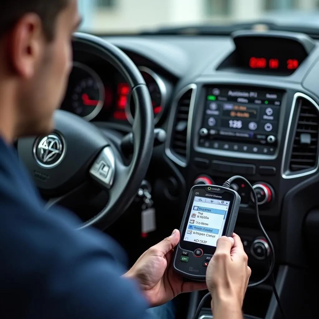 Mechanic using OBD2 Scan tool