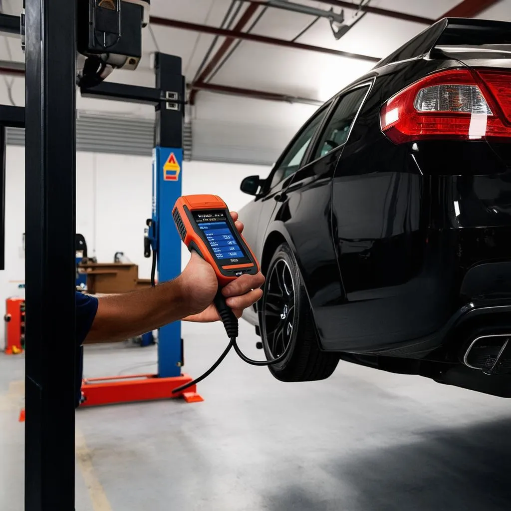 Mechanic Using OBD2 Scanner