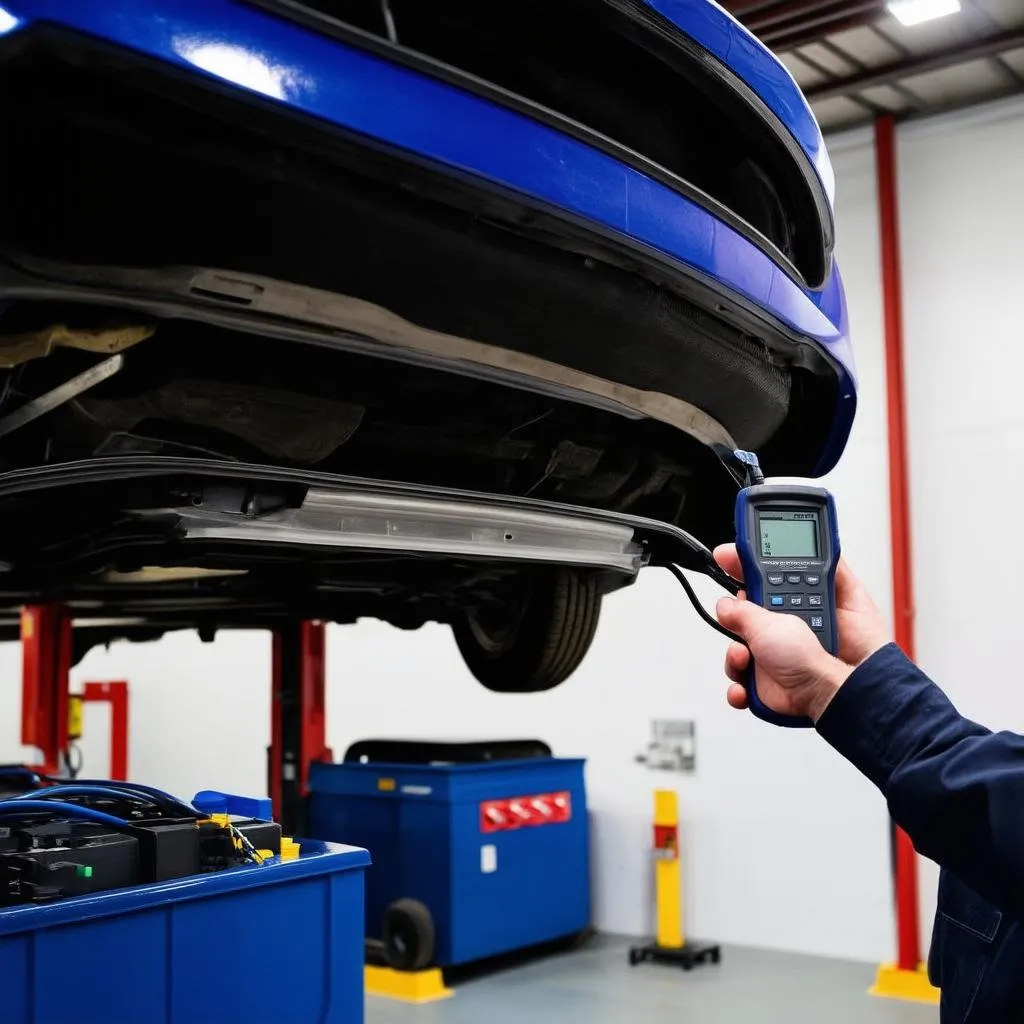 Mechanic Using OBD2 Scanner