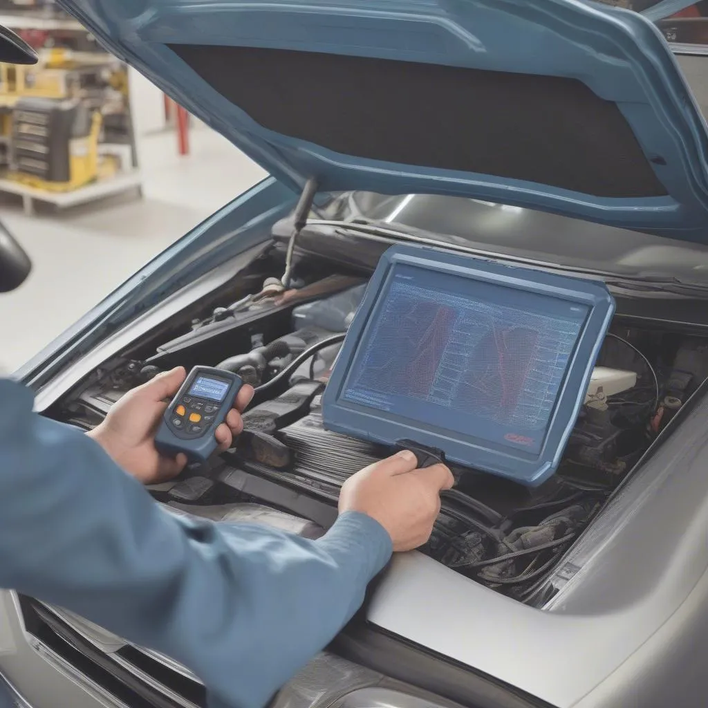 mechanic using a scan tool