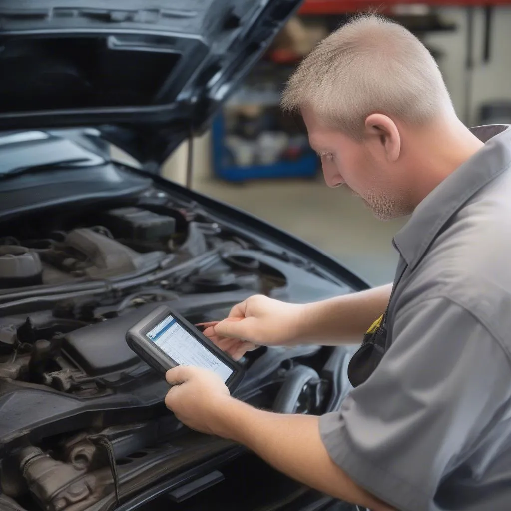 Mechanic Using a Diagnostic Scan Tool