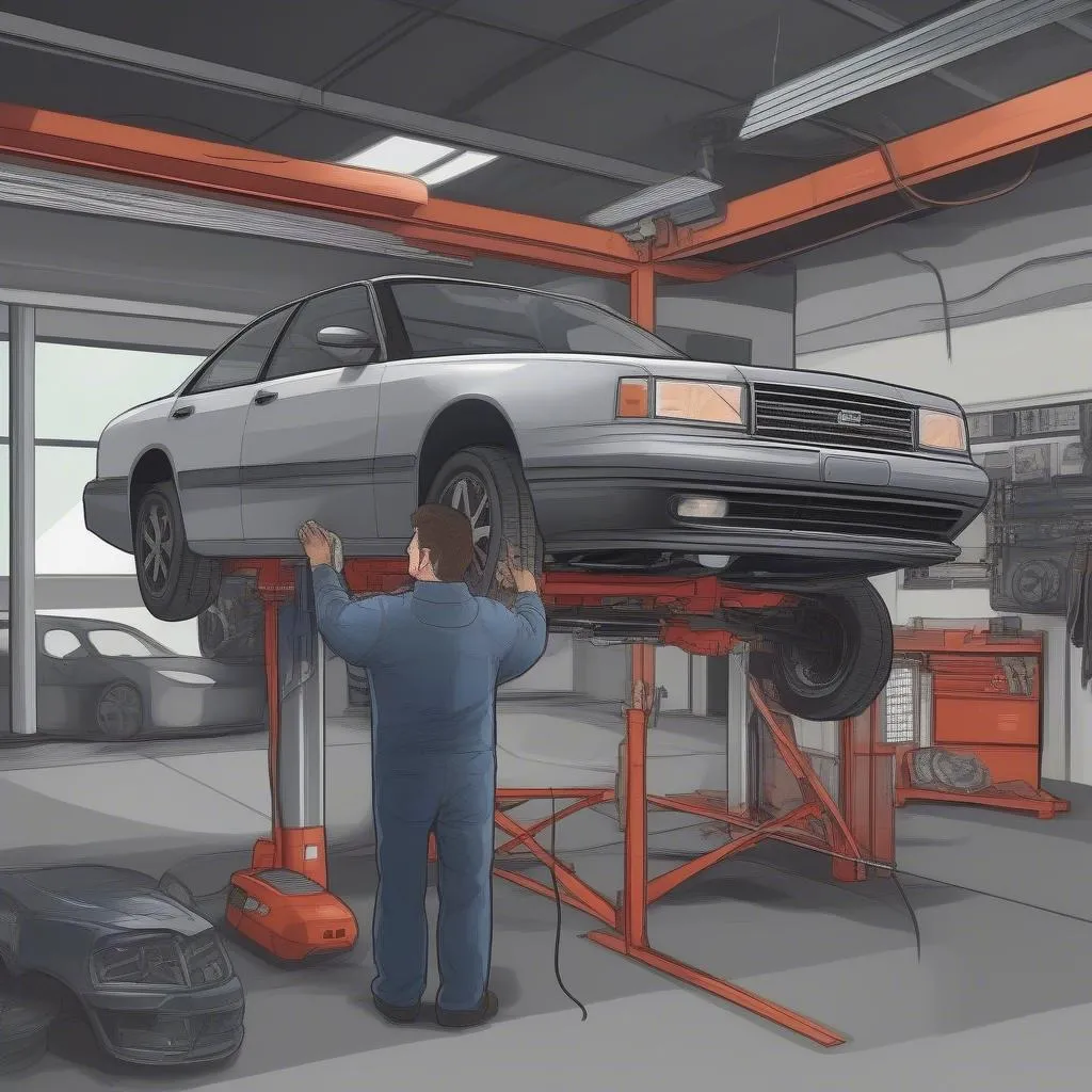 Mechanic using a scan tool