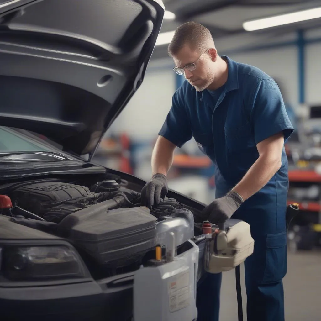 Mechanic Using a Scan Tool