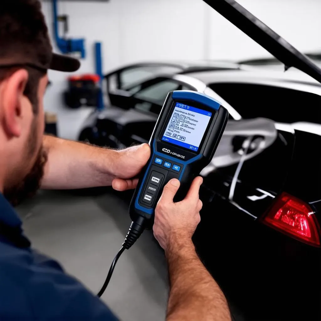 Mechanic Using OBD2 Scanner