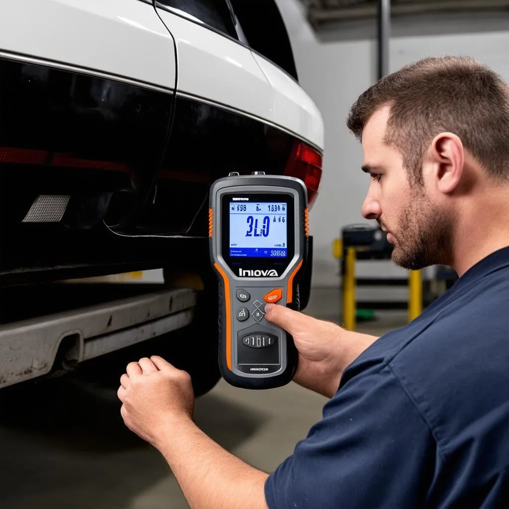 Mechanic using OBD2 scanner