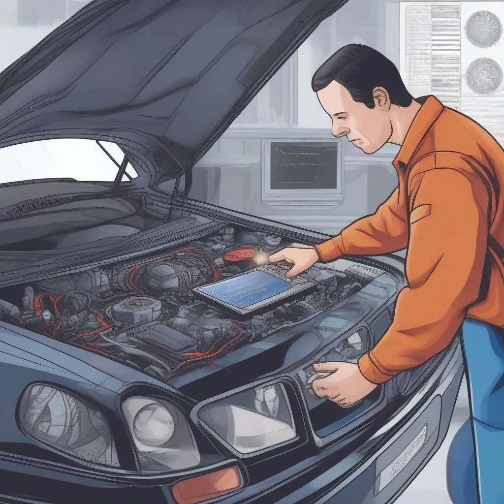 Mechanic Using Scanner