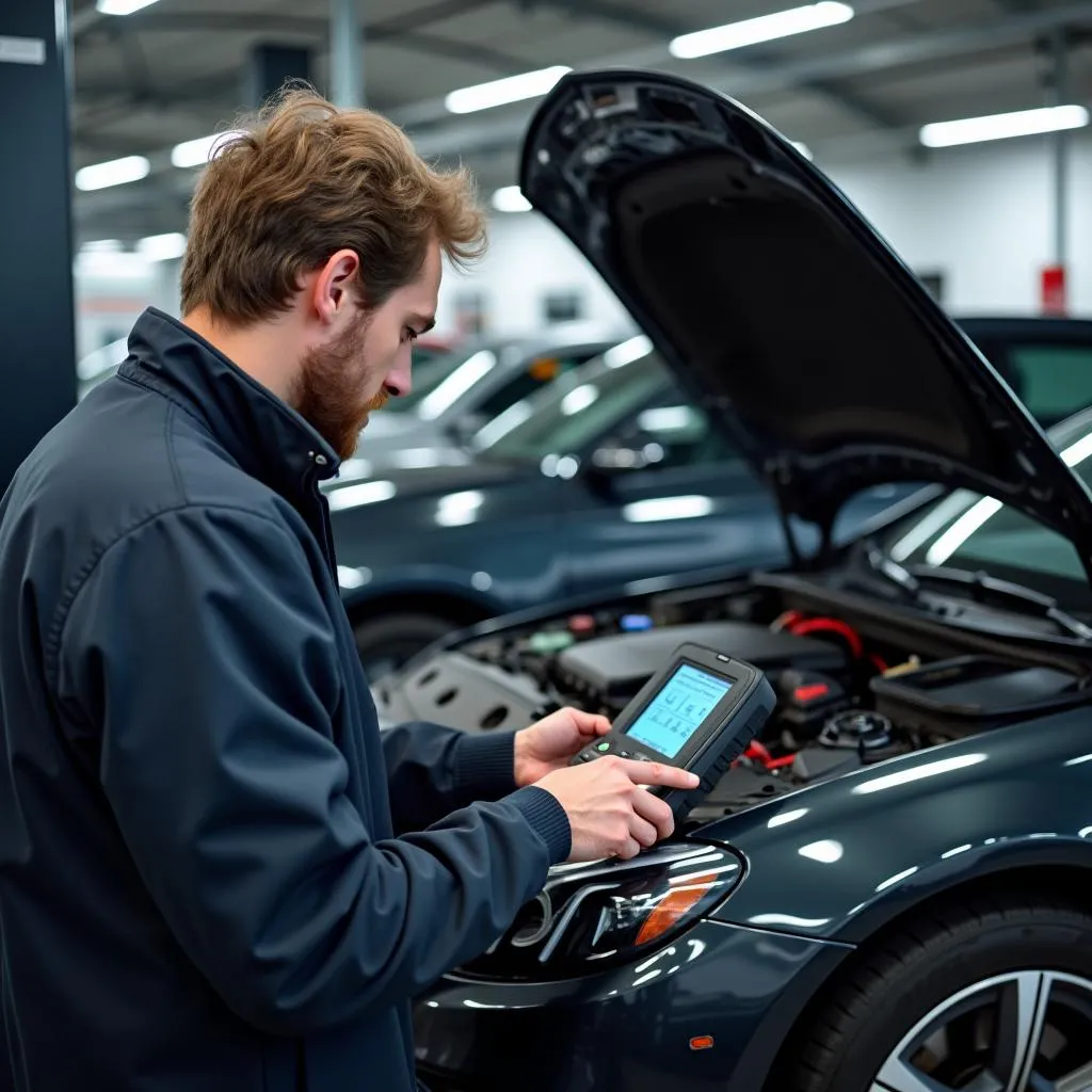 Mechanic Using Sigma Care on European Car