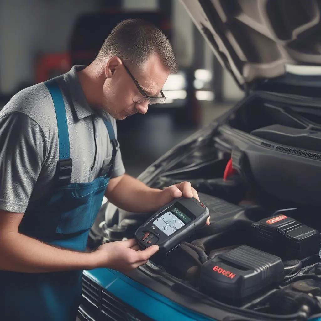 Mechanic using OBD 1350 Prograde