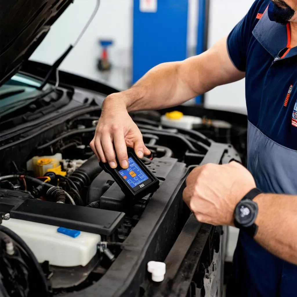 Mechanic Working on Car