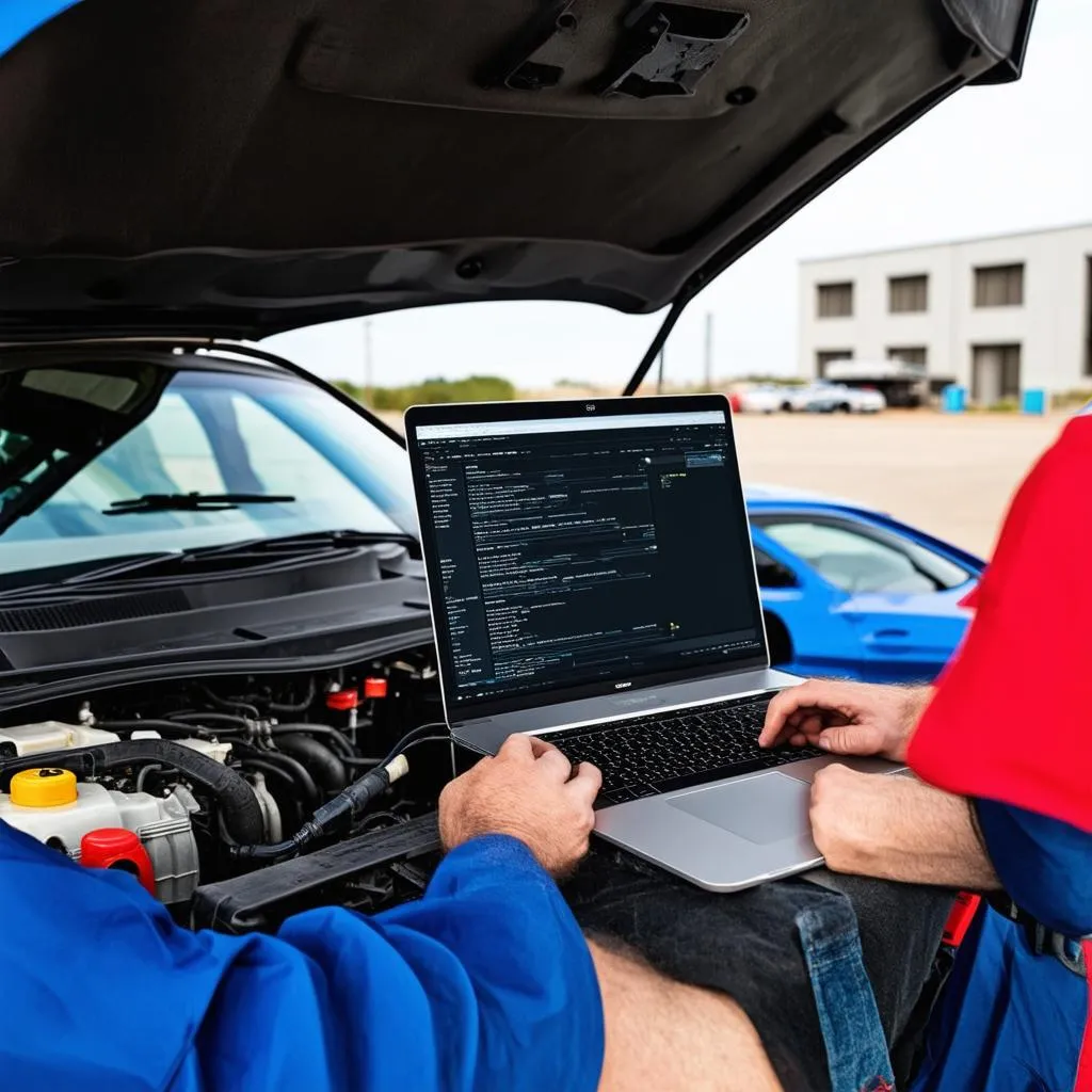 Mechanic working on a car