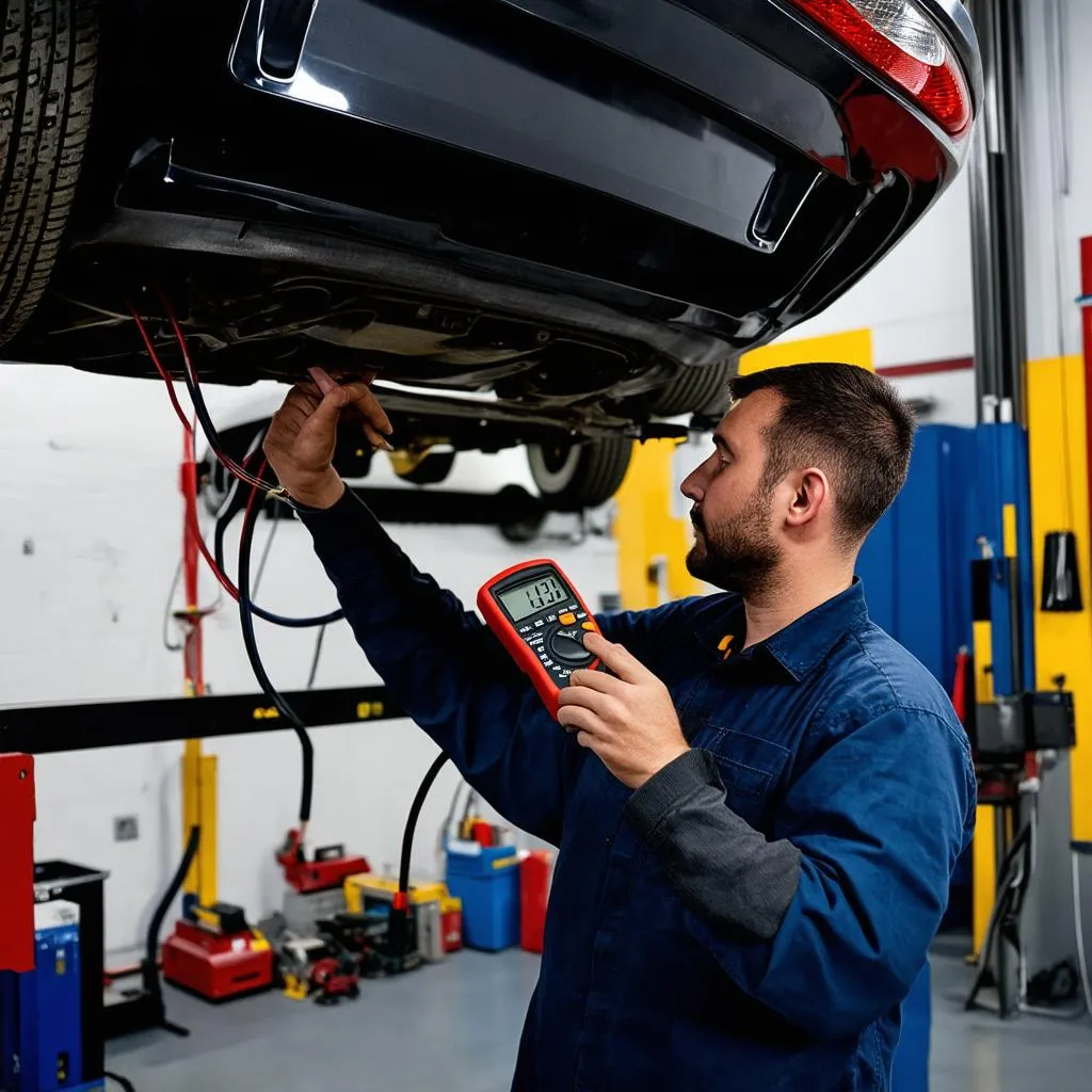 Mechanic Working on Car