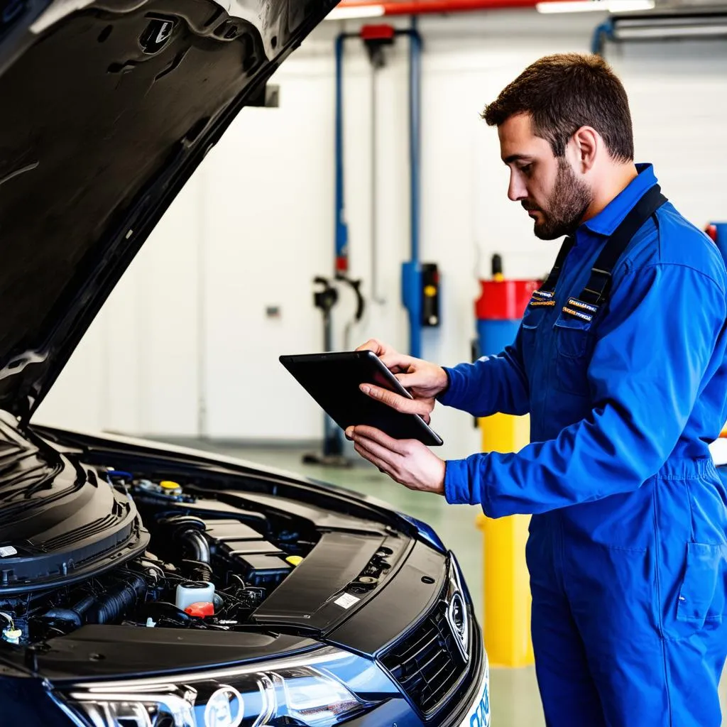 Mechanic Working on Car