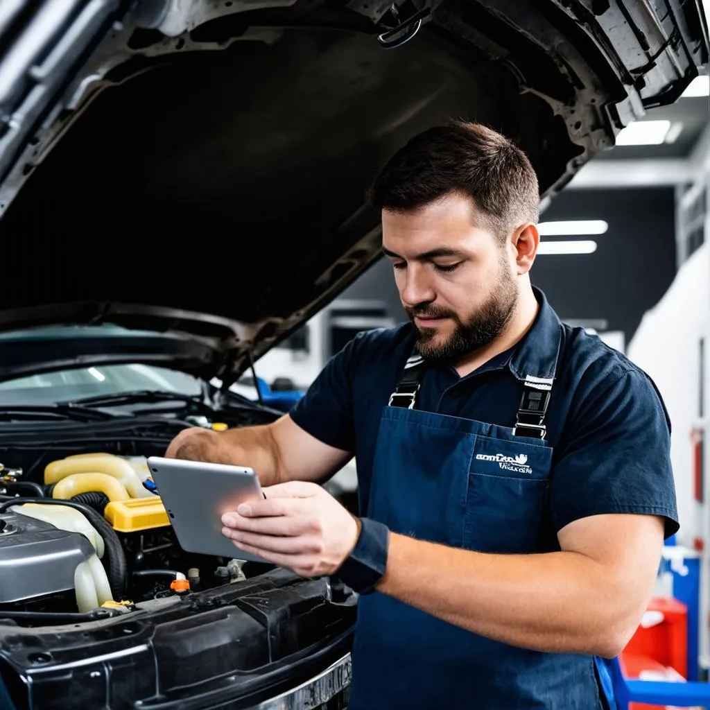 Mechanic Working on a Car