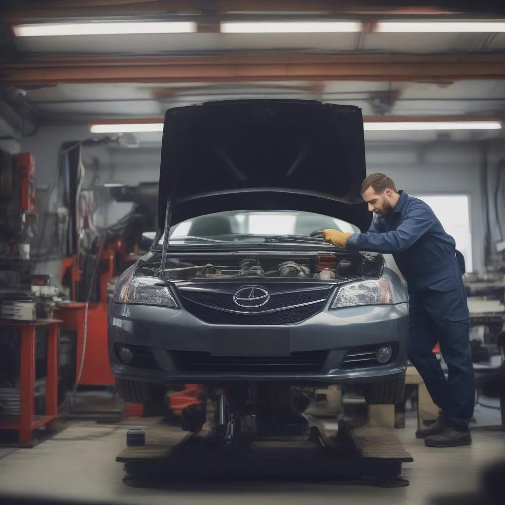 Mechanic Working on Car