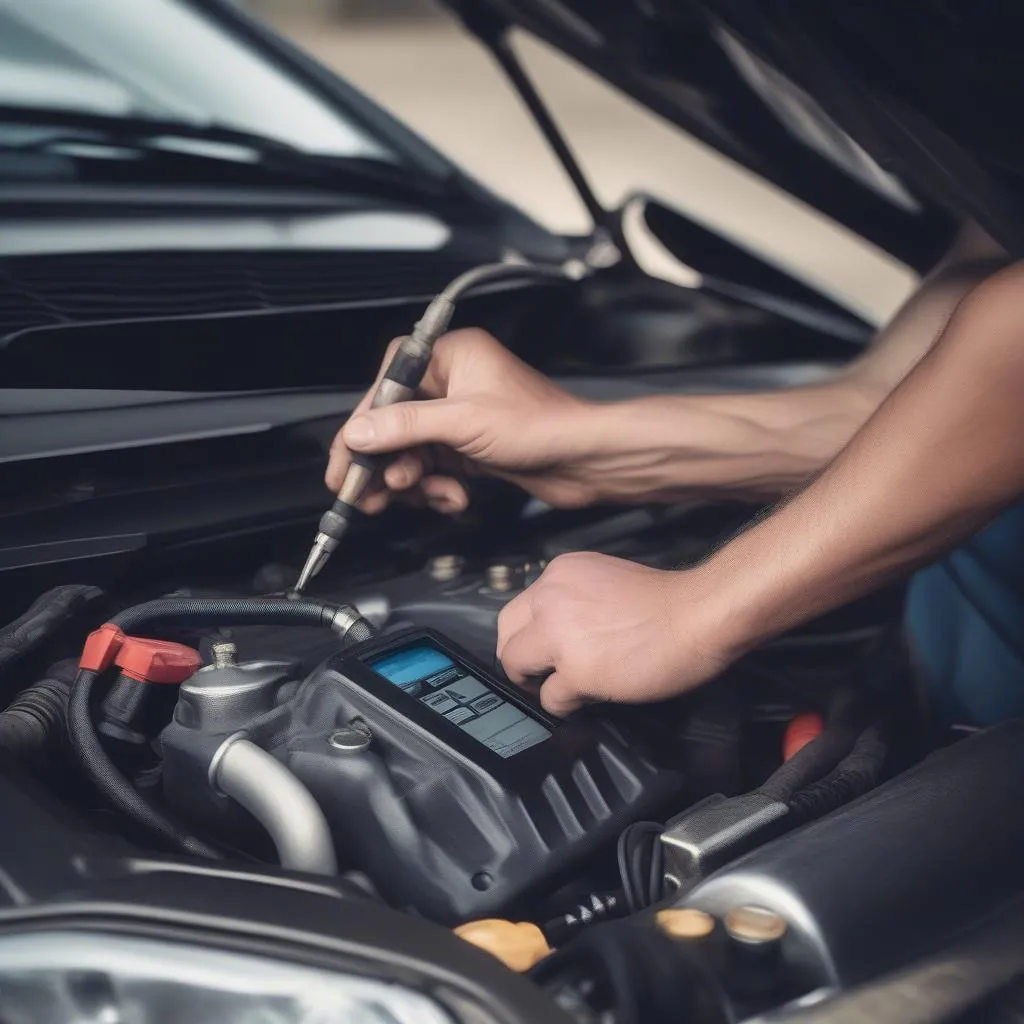 Mechanic Working on a Car Engine