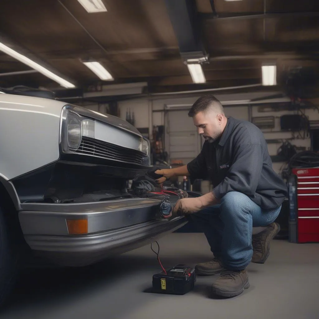 Mechanic Working on a Car's Electrical System