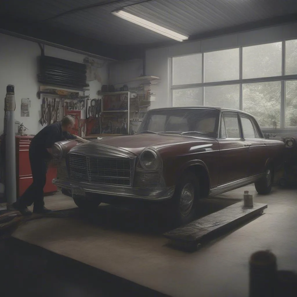 Mechanic working on a car