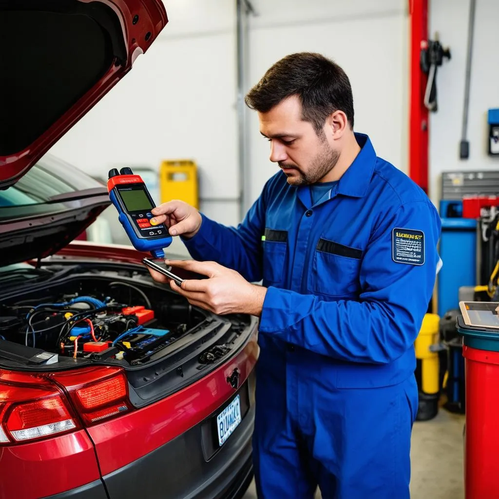 Mechanic Using Diagnostic Software