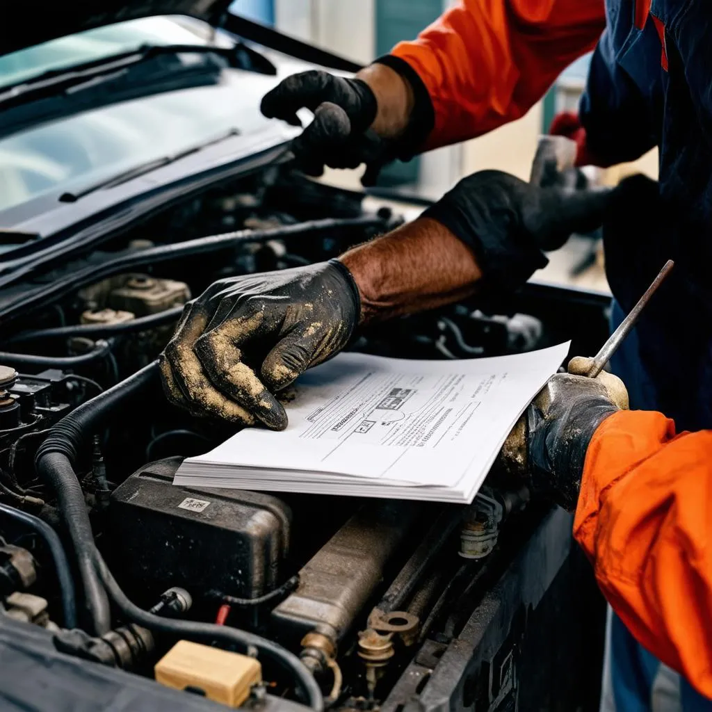 Mechanic Working on Car Engine