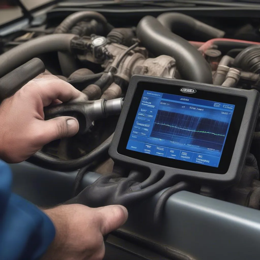 Mechanic Working on Engine