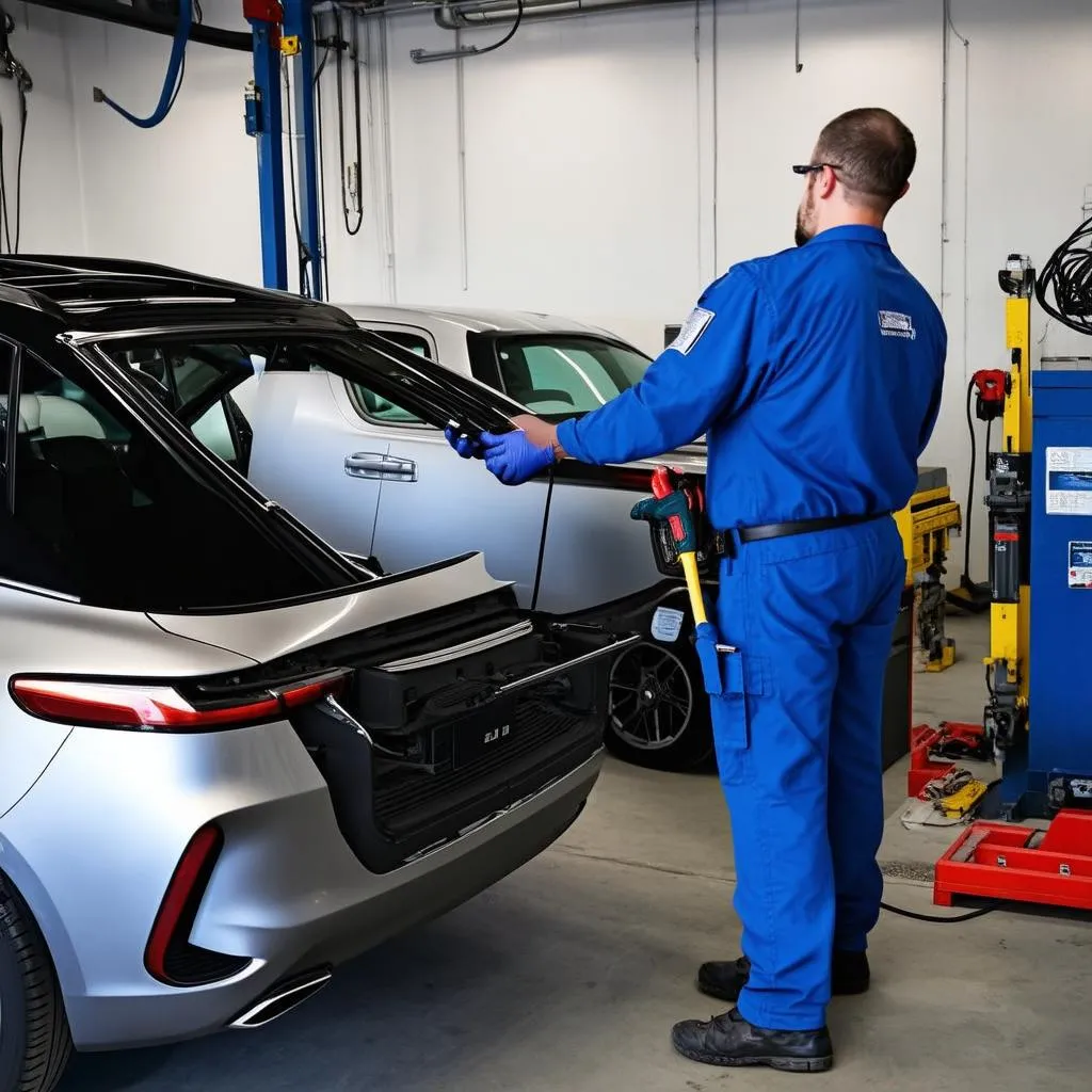 Mechanic Working on an EV