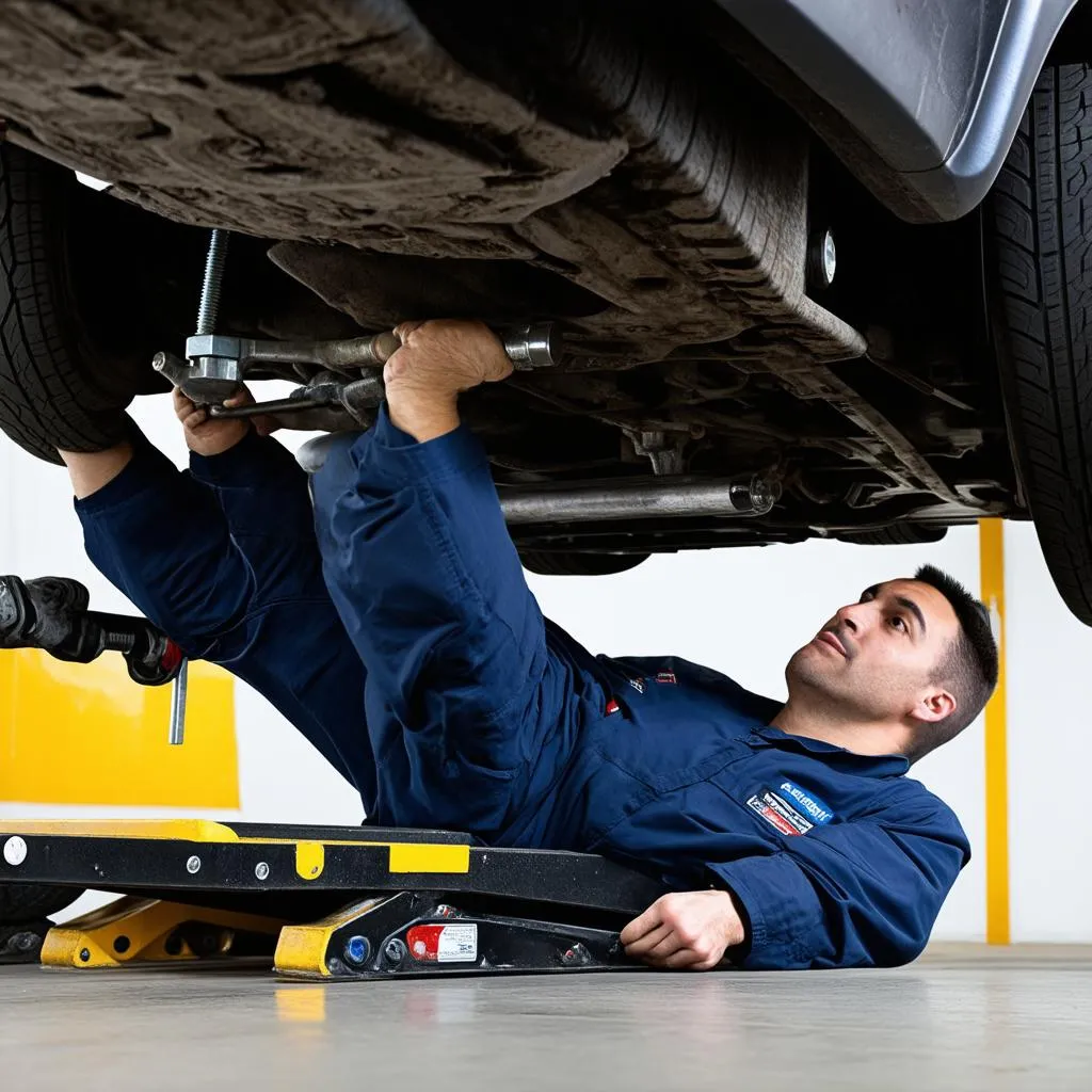 Mechanic Working Under Car