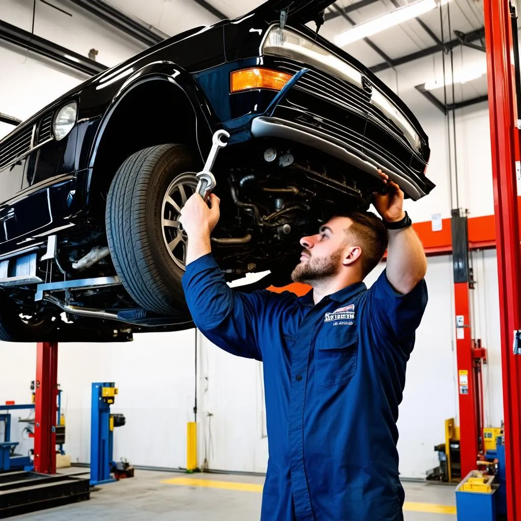 Mechanic Working Under Car Hood