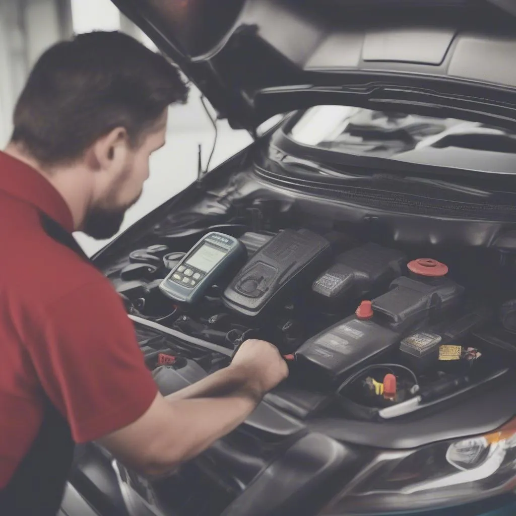 mechanic checking check engine light